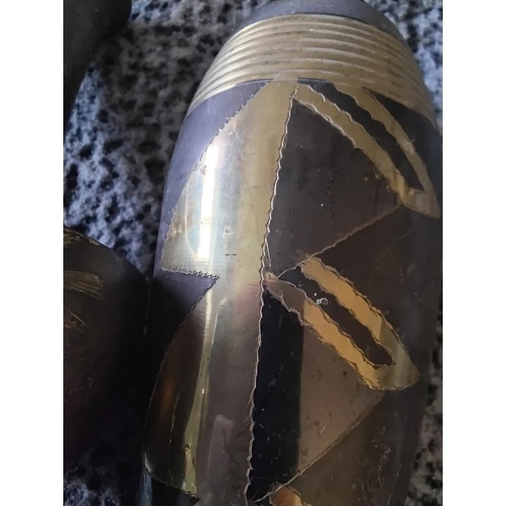 Vintage‎ Terrybear India Brass Vases Mixed Metal Floral Geometric Decor Set of 2